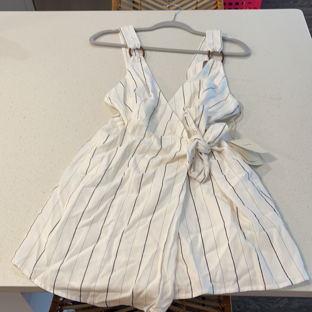 Tularosa Pinstripe Wrap Mini Dress XS Revolve